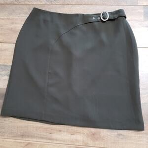 Olive Green Adjustable Belt Buckle Mini Skirt by SC Collection Plus Size 14